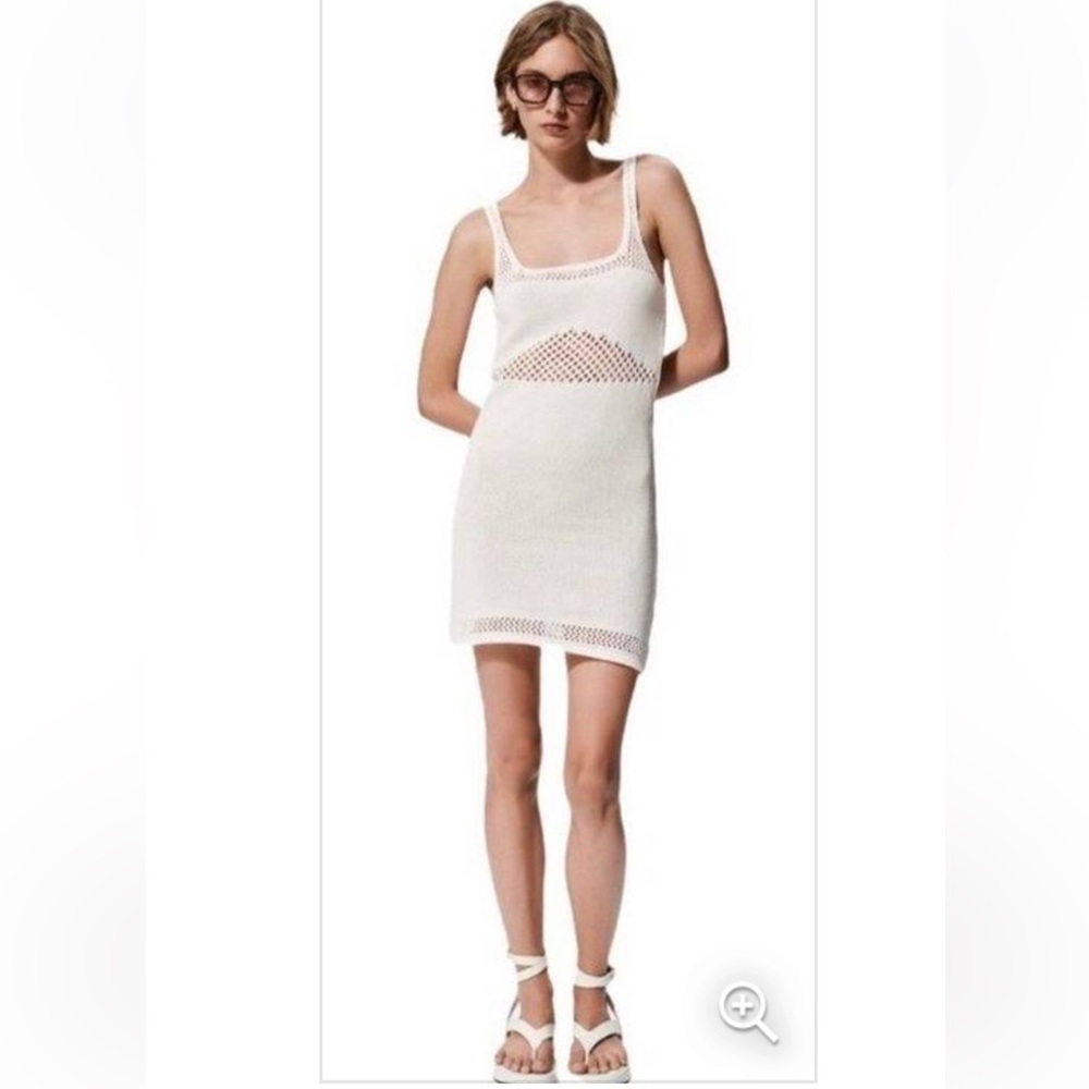 *NWT* ZARA Cream crochet knit mini dress